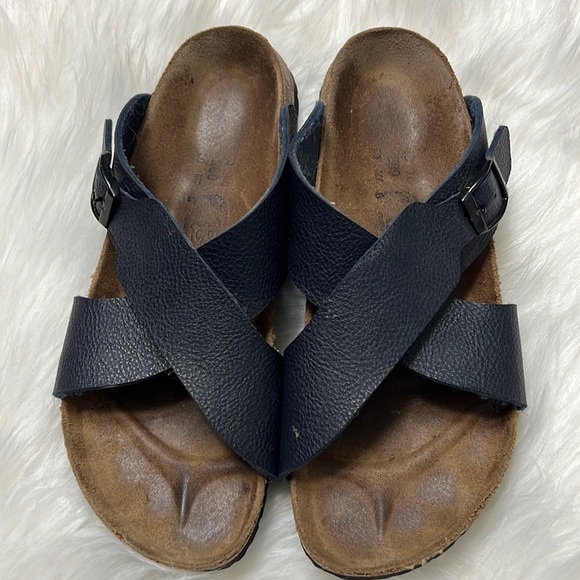 Birkis by Birkenstock blue sandals mens 7 womens 9 - Picture 1 of 7